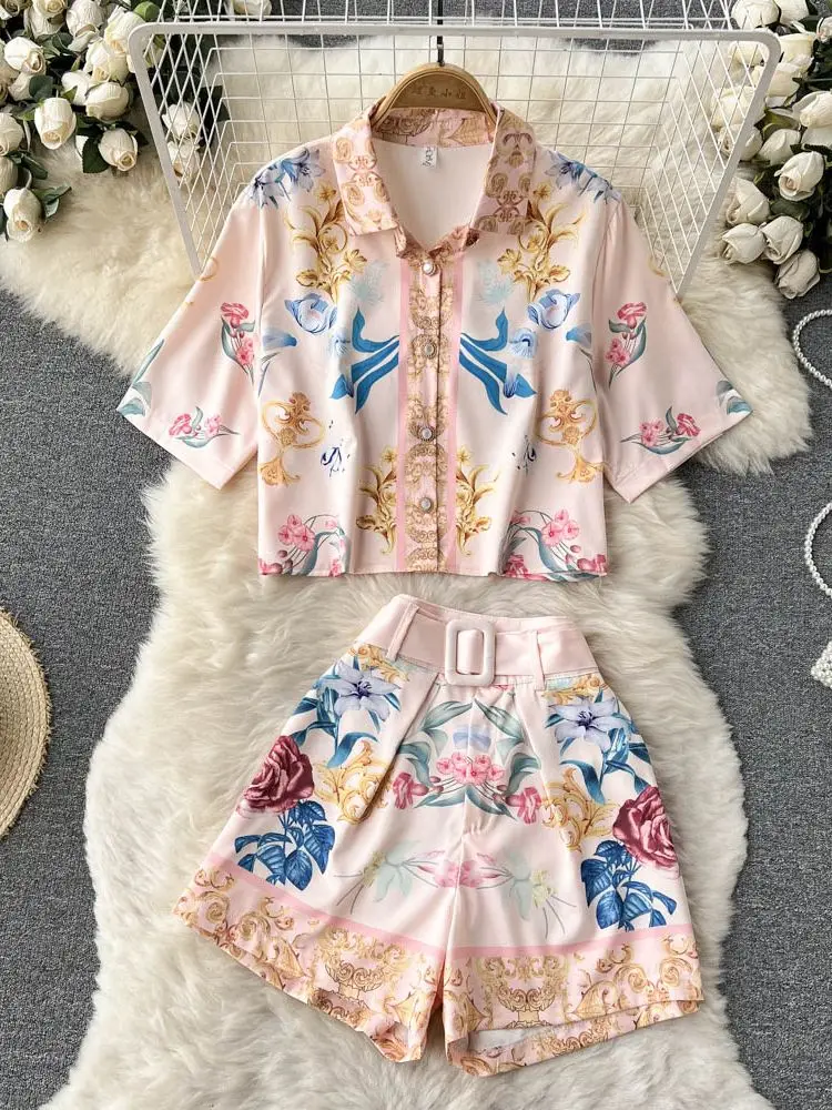 2022 Summer Flower 2 Piece Set Ranking integrated 1st 2021new shipping free shipping place Women's Sleeve P Short Floral