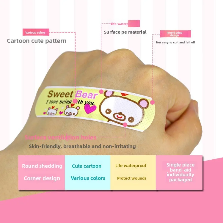 120 teile/los Cartoon Nette Gemusterte Atmungsaktive Wasserdichte Klebe Bandagen Gebogene Pflaster Patch Wunde Dressing Für Kinder – Detail 2