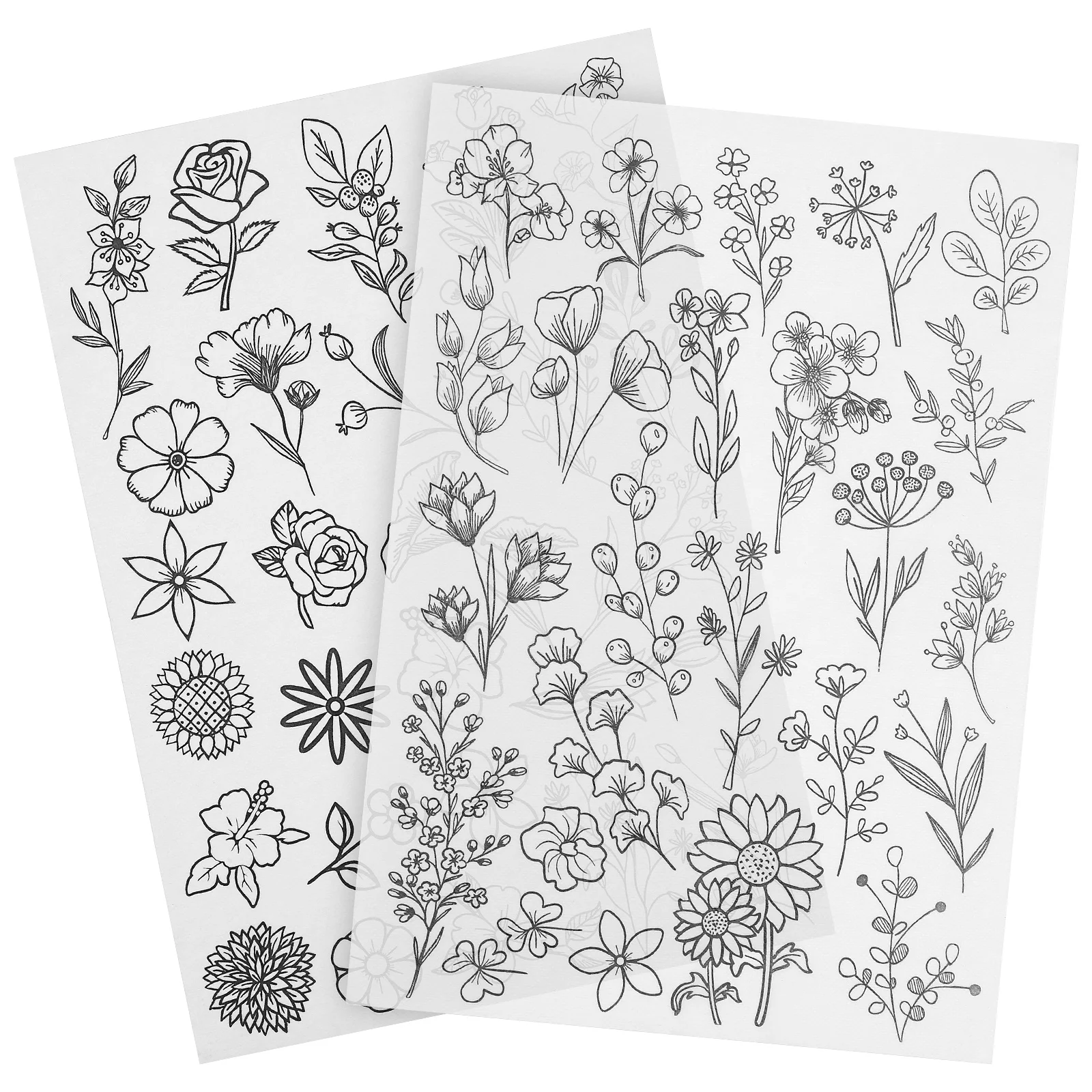 

2 Sheets Embroidery Stencils Flowers Embroidery Stabilizers Wash Embroidery Transfer Patterns