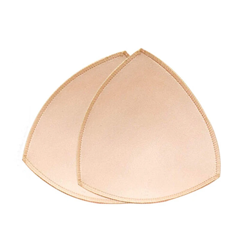 Triangle Shape Bra Pads Inserts, Removable Sewn Edge Padding for Sports, Yoga, Bikini Top, 1 Pair
