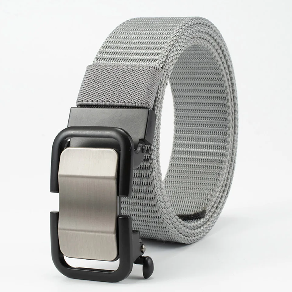 Nylon Woven Belt With High-Quality Automatic Buckle For Business Men'S Korean Style Golf Toothless Quick Release Waistband hot sale tactical belt for men military hiking rigger 1 5 nylon web work adjustable belt with heavy duty quick release buckle