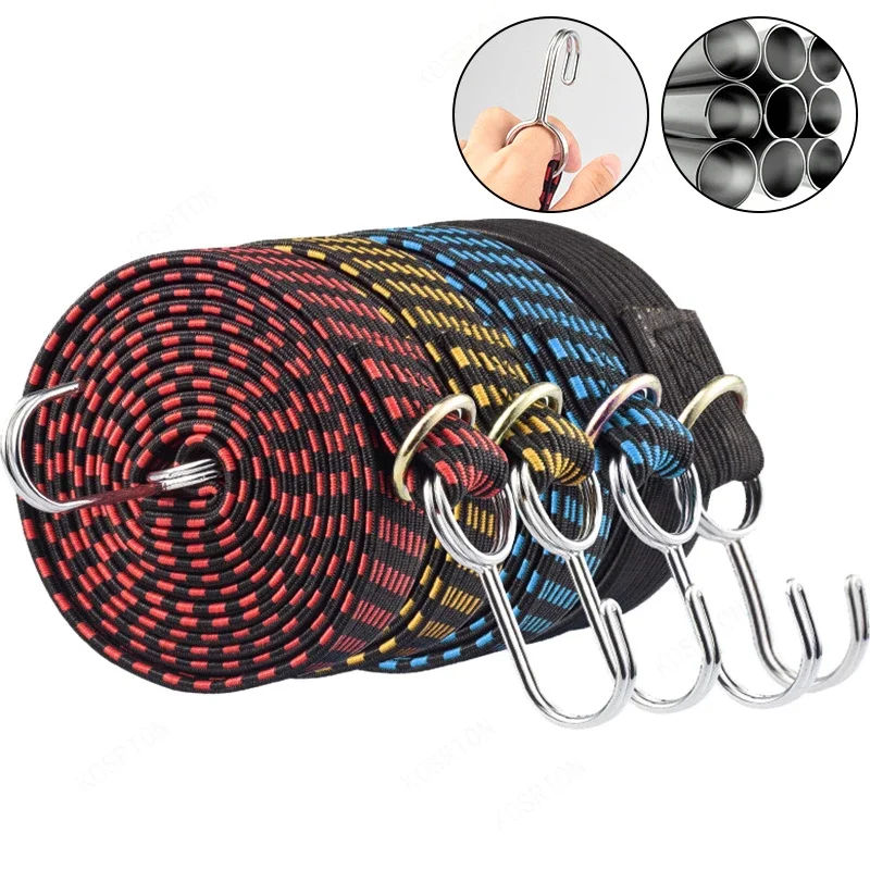 Motorcycle Elastics Rubber Luggage Rope Cord Hooks Bikes Rope Tie Auto Luggage Roof Rack Strap Fixed Band Hook Car Accessories