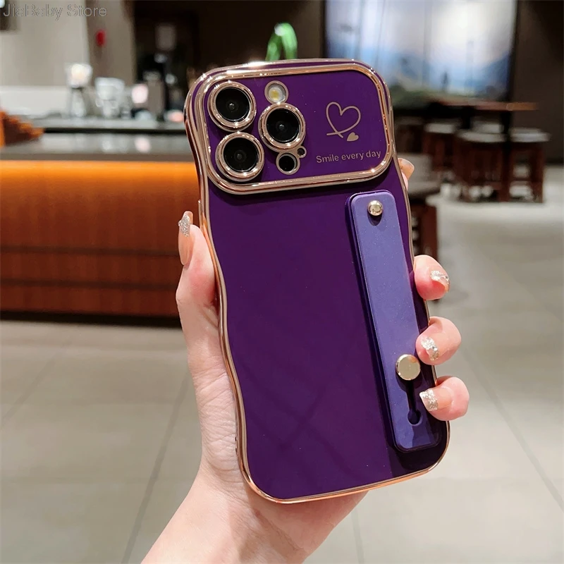 Glitter Camera Protection Luxury Jellewed Heart Holder Liquid Soft Phone Case For iPhone 11 12 13 14 15 16 Plus Pro Max Cover_voghion.com