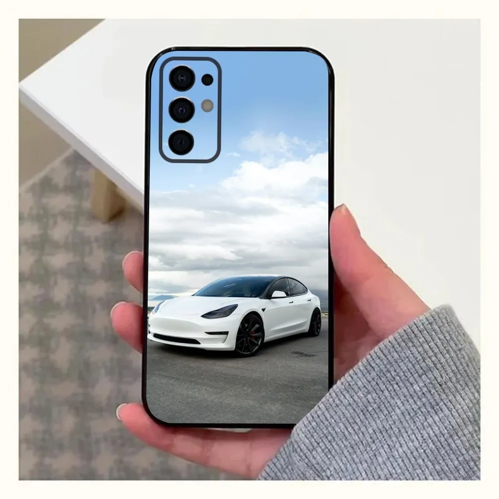 Sleek Black Soft Cover Electric Car Themed Phone Case