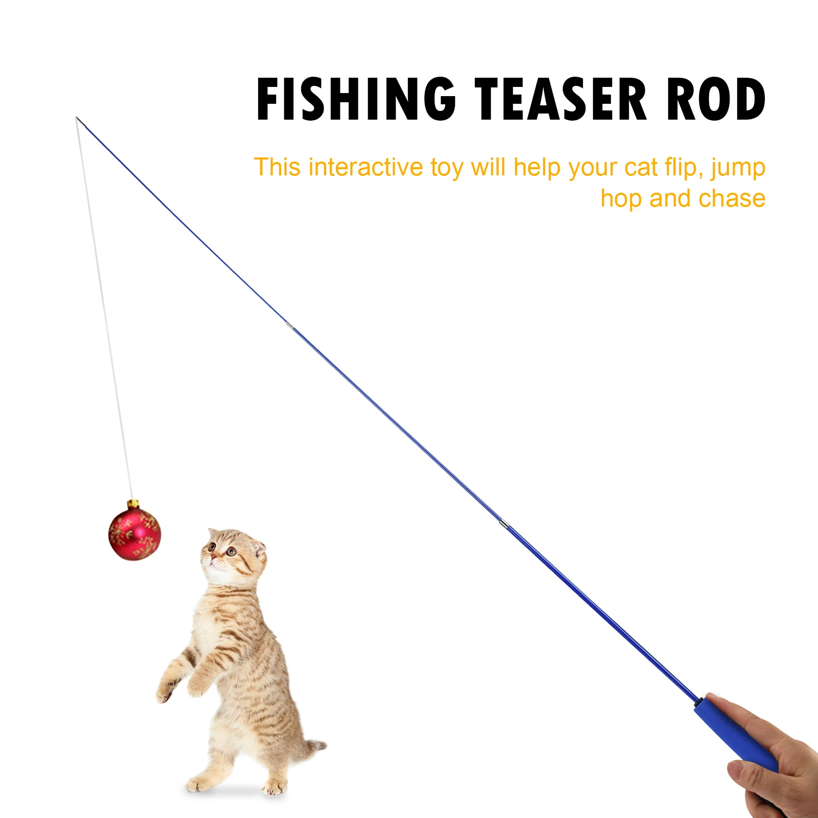 Telescopic Cat Teaser Wand Toy – Three-Section Fishing Pole Interactive Kitten Stick