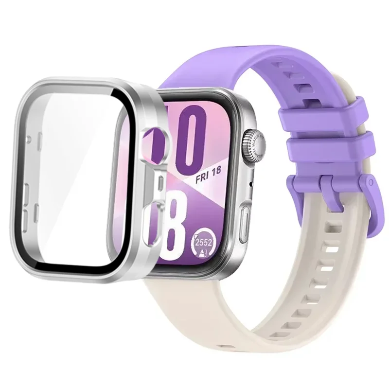 Breathable Silicone Strap with Protective Tempered Glass Screen and HD PC Case