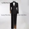 Customized Men Shawl Lapel Belt Rhinestone Embellished Suits Groom Wedding Tuxedos 3 Pieces Sets Male Prom Blazers Costume Homme 4
