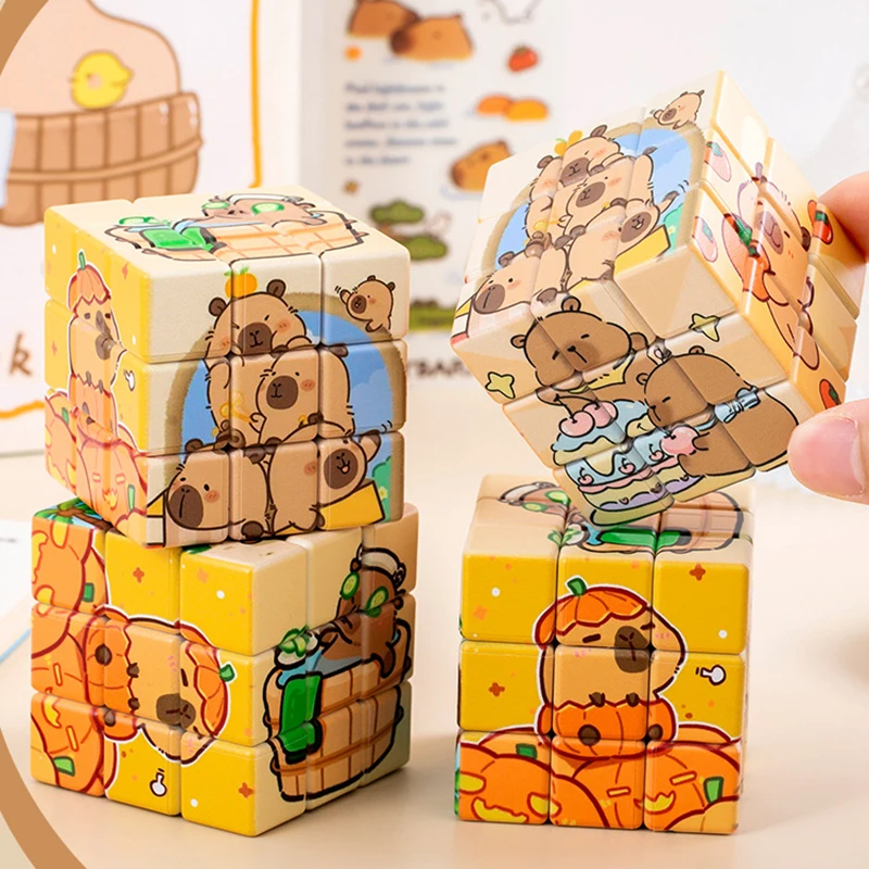 2Pcs Cartoon Animal Capybara Theme Magic Cube Educational Toys For Kids 