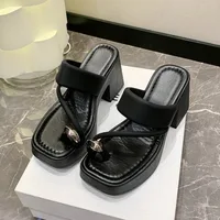 Sandales à talons hauts pour femmes, nouvelle collection été 2026, polyvalentes, à bout épais, antidérapantes, décontractées, style tendance 6