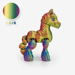 3D Printed Multi - Joint Movable Horse Figurine - Cute Stress Relief Toy and Home Decor Gift (Colorful)