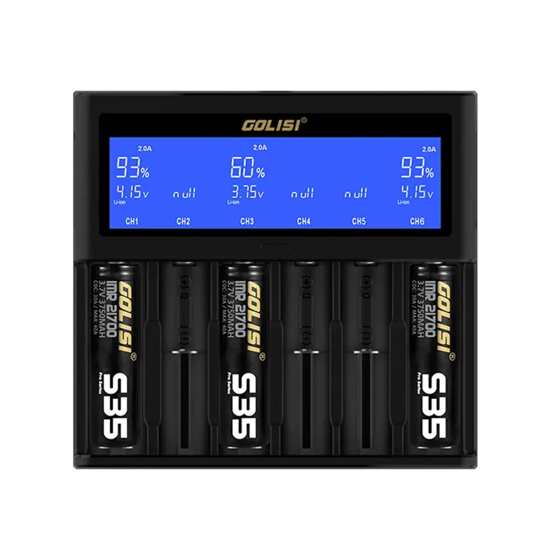 Original Golisi s2 s4 s6 Carregador de Bateria 2a Lcd Carregador Inteligente para 18650 21700 20700 aa Aaa Bateria Li-ion Recarregável - Image 6