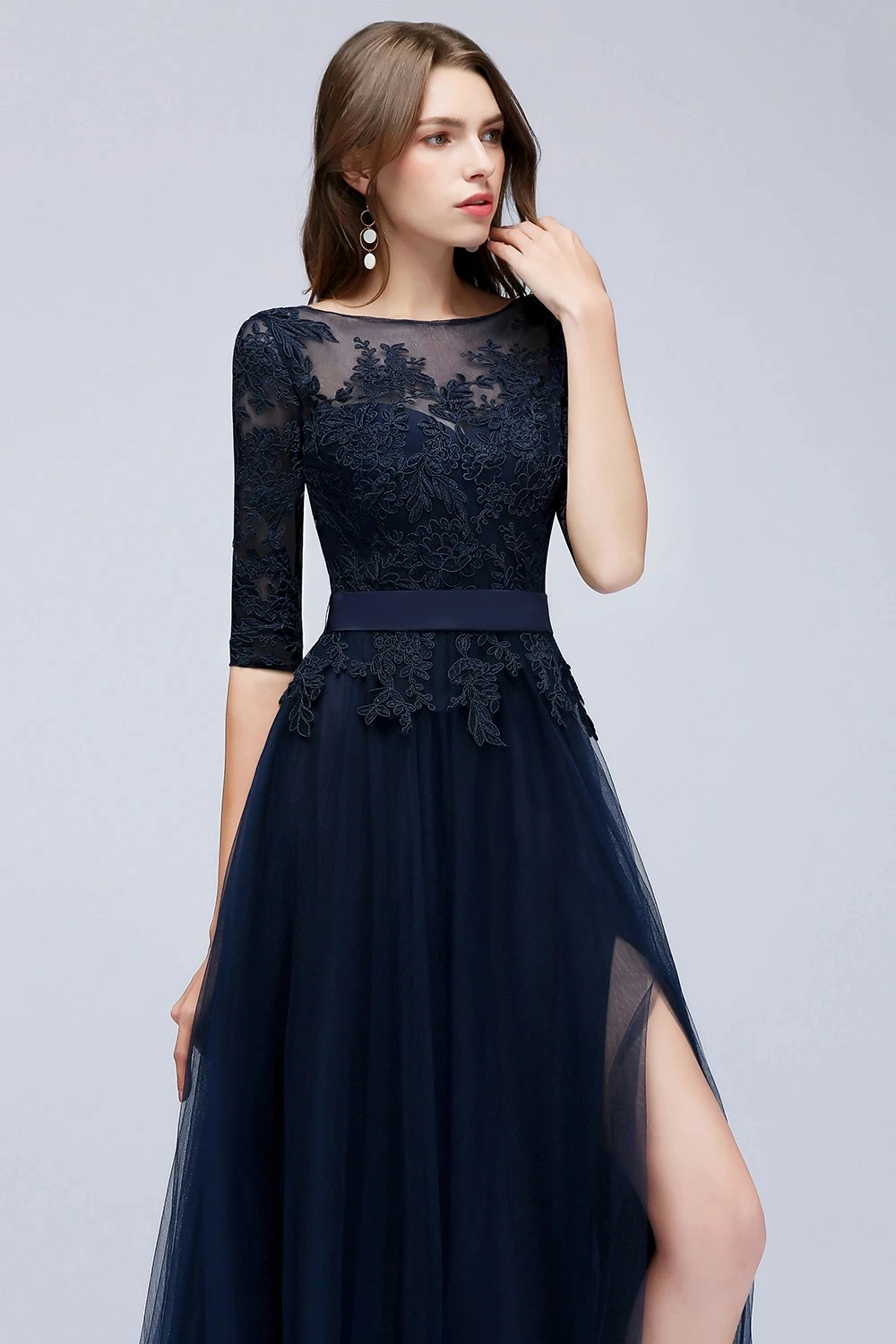 Dress for Mother of Bride Illusion Lace Appqulies Bodice Backless Tulle Chiffon Skirt Long Maxi Elegant Woman Gowns