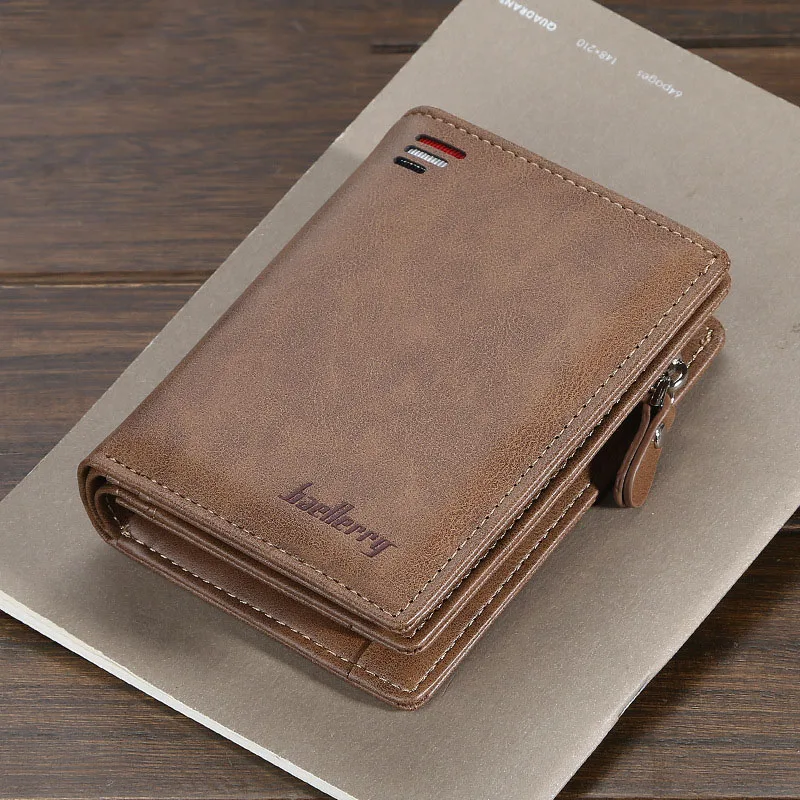 Leather Wallet 2025 PU Leather Men Wallet Zipper Short Design Card Holder Money Clip Bifold Wallet