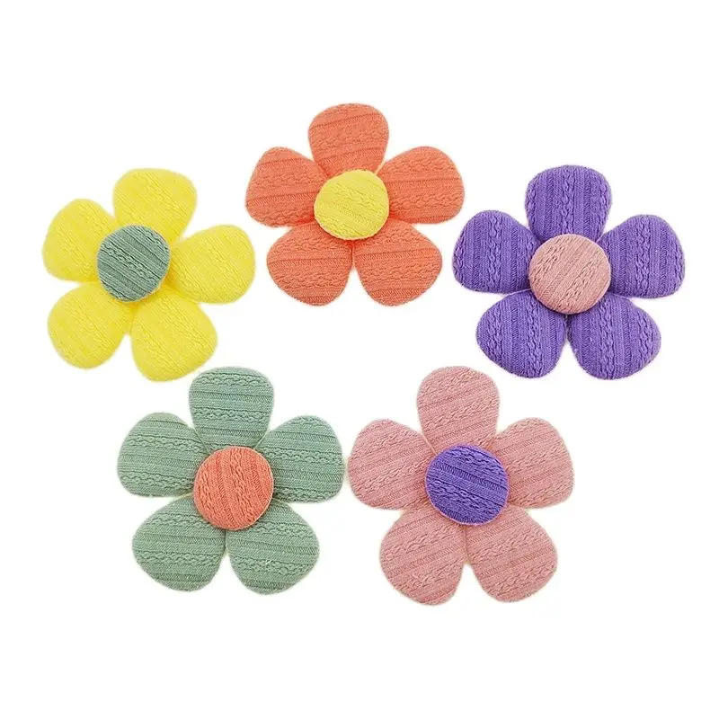20pcs 5cm Filz Stoff Blumen applikationen für Kleidung Hut Näh zubehör DIY Kopf bedeckung Haars pange Bogen Dekor Patches – Detail 1