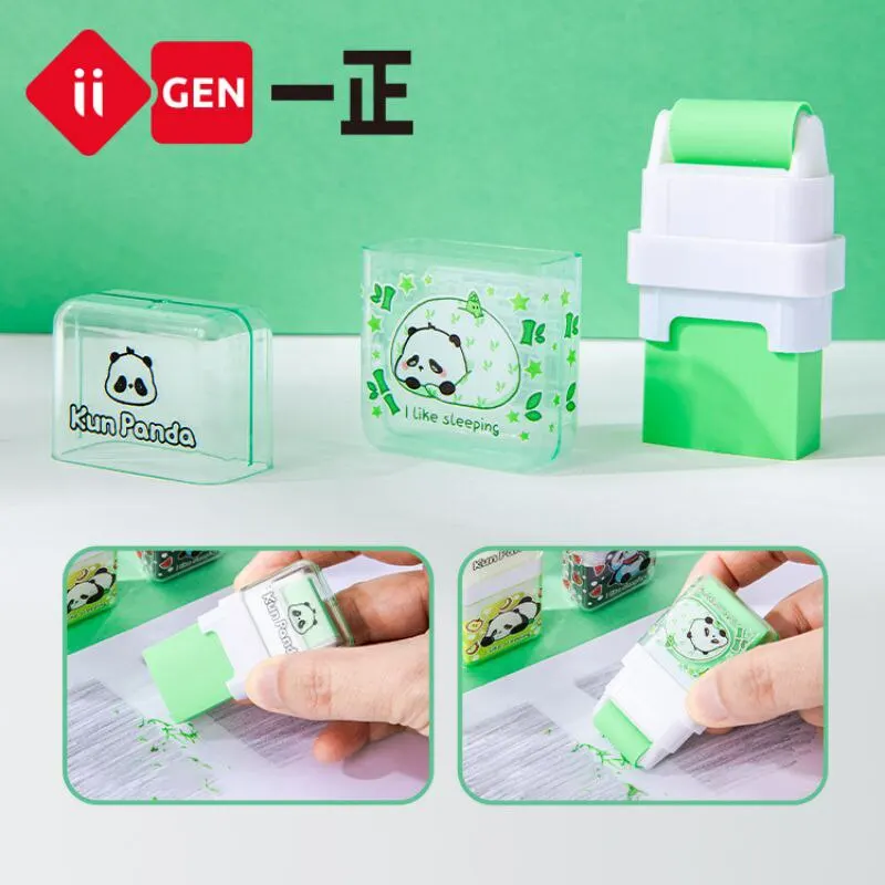 Pencil Eraser 3pcs Creative Cute Animal Kun Panda Roller Eraser Cartoon 2 in 1 Eraser Kids School Office Correction Rubber Supplies