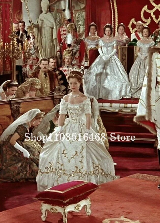 Vintage victorien princesse robes de bal sans bretelles or