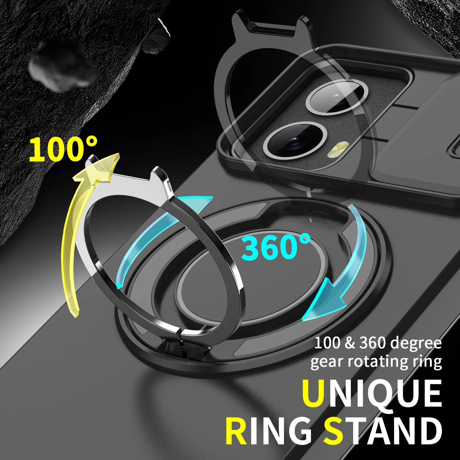 Luxury Armor Phone Case with Magnetic Bracket & Lens Protection - Shockproof Cover