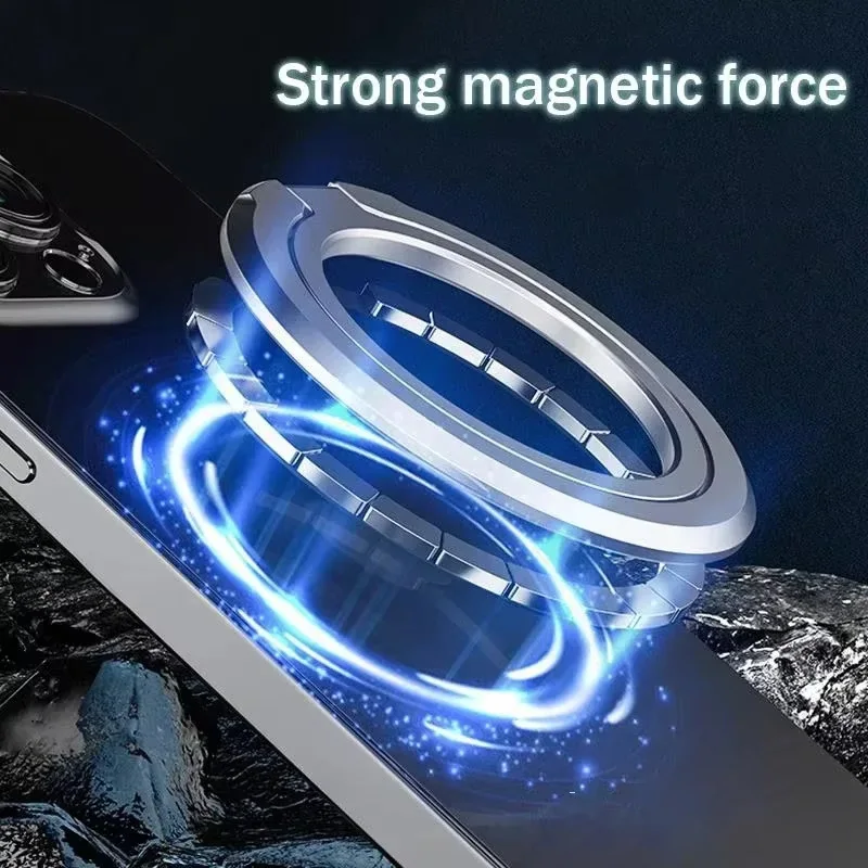 Magnetic 360° Rotating Foldable Metal Phone Ring Holder with Strong Grip