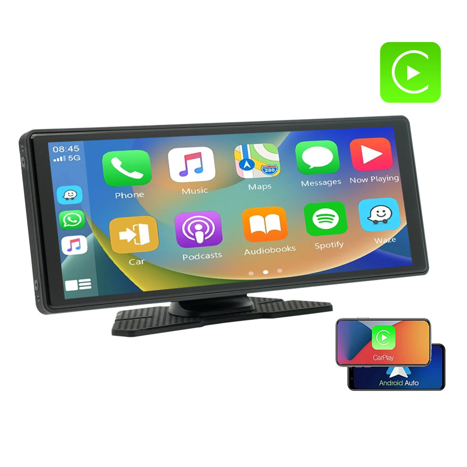 

10.26Inch Car Multimedia Player HD 1080P Touchscreen Portable Car Stereo with Apple CarPlay/Android Auto with Siri/Bluetooth/AUX