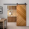 Modern home interior solid wood large striped design bedroom sliding barn doors 5