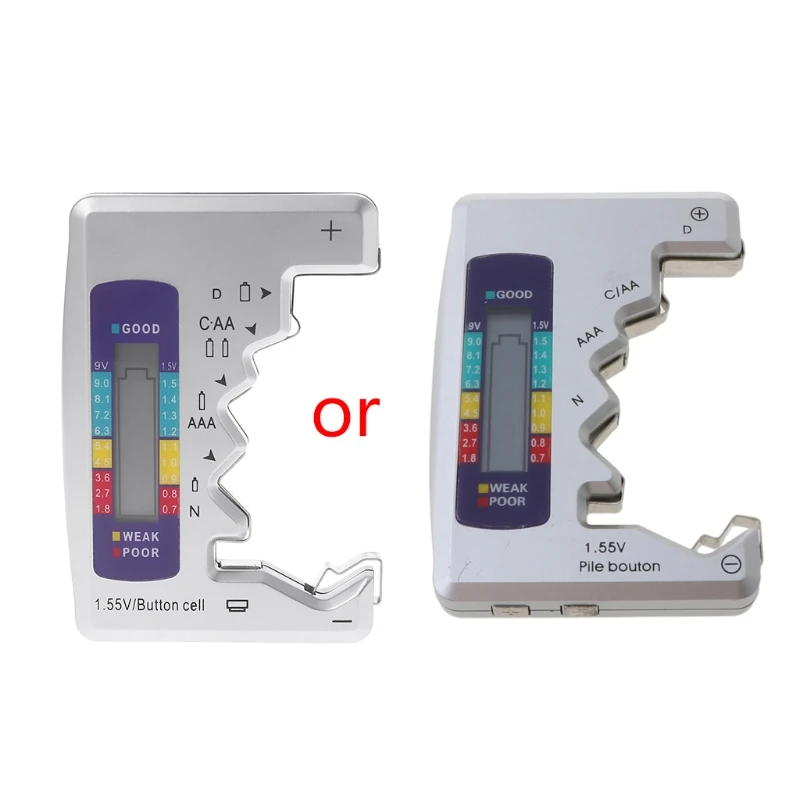 Batterie C D Aa Aaa 9V 6F22 Display Lcd Universale Batteria A Bottone Codice Colore Misuratore Indica Tester Checker