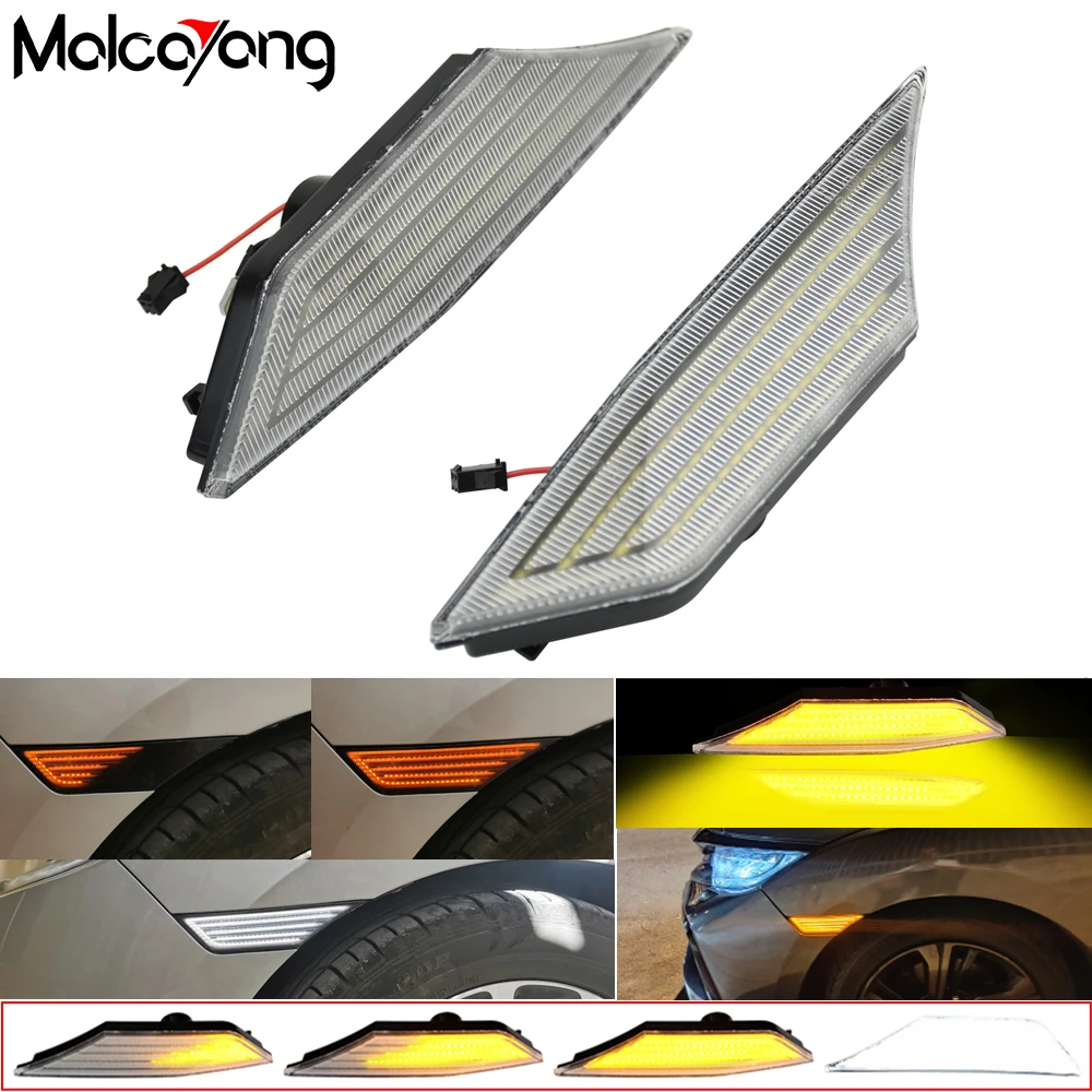 

2pcs LED Flowing Turn Signal Light Side Marker Lamp For Honda Civic 10th Gen Sedan Coupe Hatchback Repeater Indicator 2016-2018