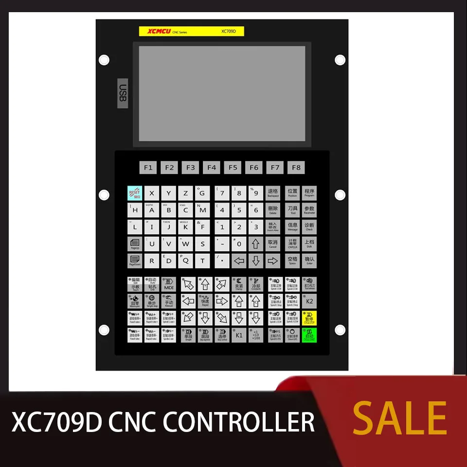 

XC709D 3/4/5/6 Axis USB CNC System Controller FANUC G Code Supports Offline Milling, Boring, Tapping, and Drilling Feed