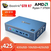 Beelink-ordenador de escritorio GTR AMD Ryzen 7 3750H, Mini PC con Windows 10, DDR4, 16GB, 500GB, SSD, Wifi 6, 1000M, BT5.0, 4K, Dual, HD, DP, 6 x USB3.0
