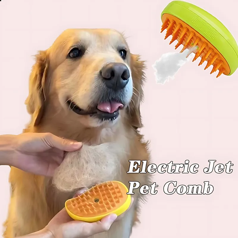 SteamyDogBrushElectricSprayCatHairBrush3in1DogSteamerBrush