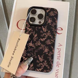 Elegant Pink Birds Floral Pattern TPU Phone Case - Soft Protective Cover - iPhone 15 Plus (T11097 Black)