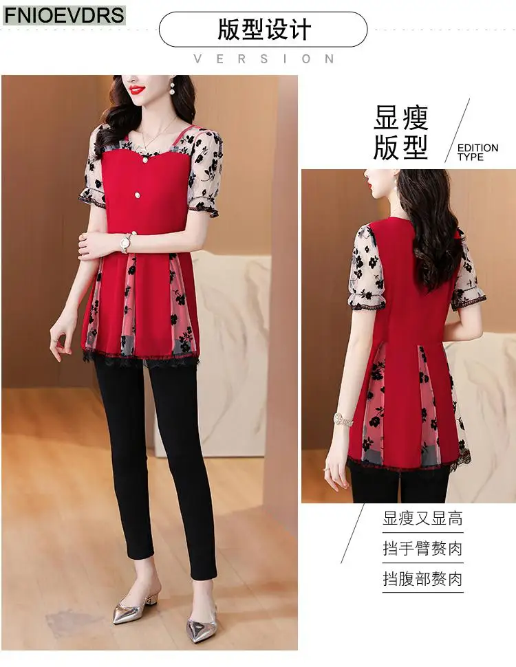 Hot Sales Autumn 2024 Women European Fashion Elegant Black Shirt Sheer Mesh Ruffles Casual Tunic Belly Peplum Tops And Blouses