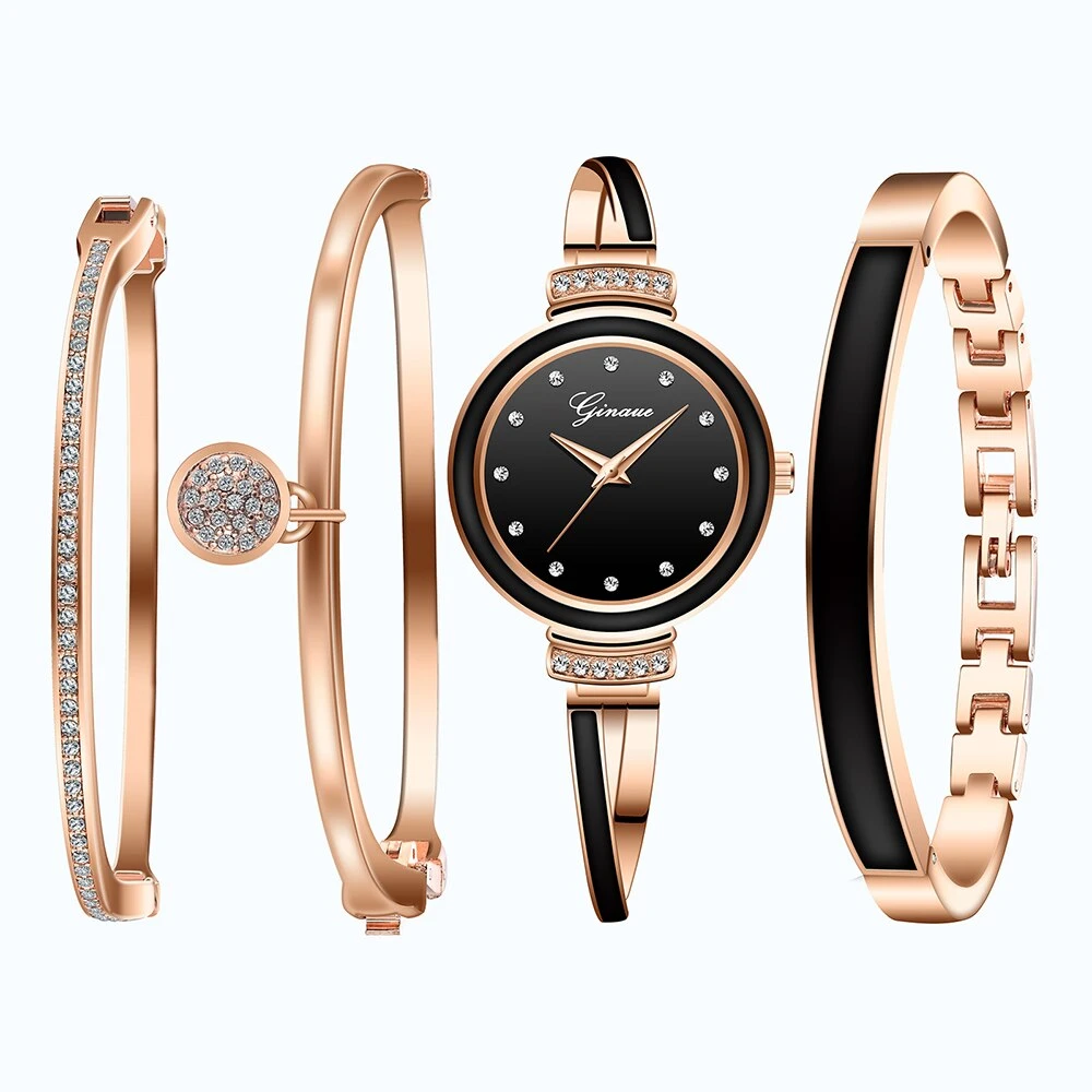4pcs Women Luxury Quartz Watch Bracelet Set Watch With Bracelets