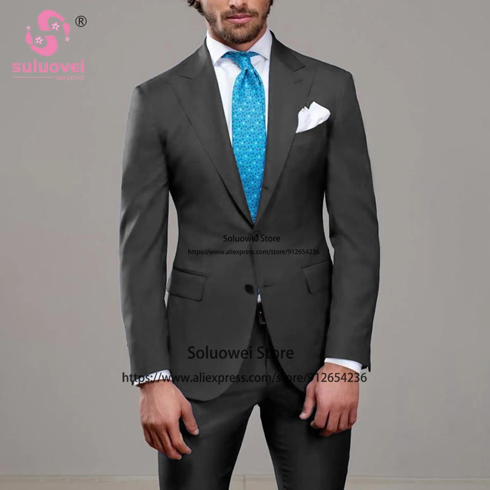 

Fashion Groom Wedding Suits For Men Custom Made Business 2 Piece Pants Set Formal Dinner Party Tuxedos Terno Masculinos Completo