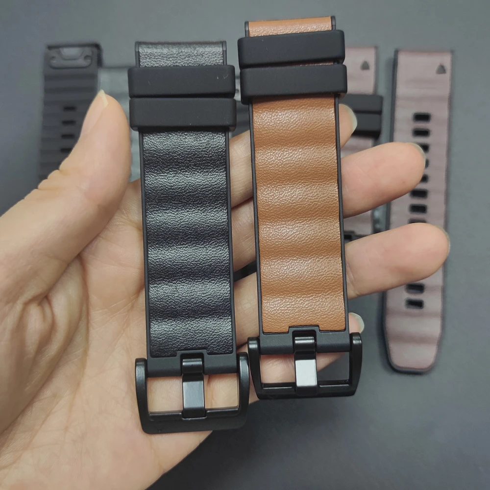 Dual-Material Quick Release Watch Bands - Leather and Silicone - Multiple Sizes Available