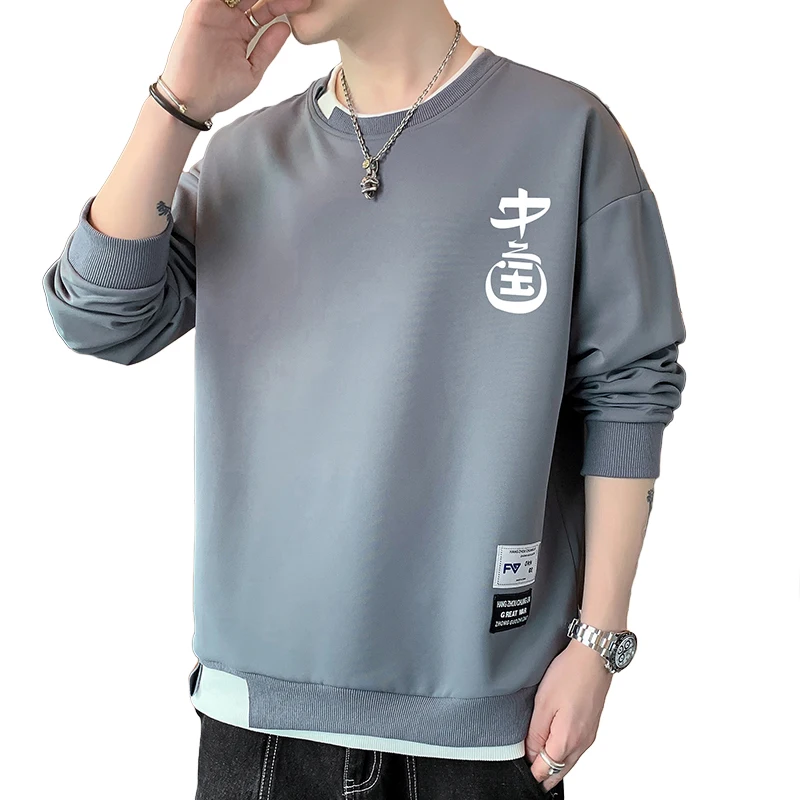 Spring Autumn Elegant Fashion Harajuku Slim Fit Ropa Hombre Loose Casual All Match T-shirts O Neck Insert Long Sleeve Sweatshirt