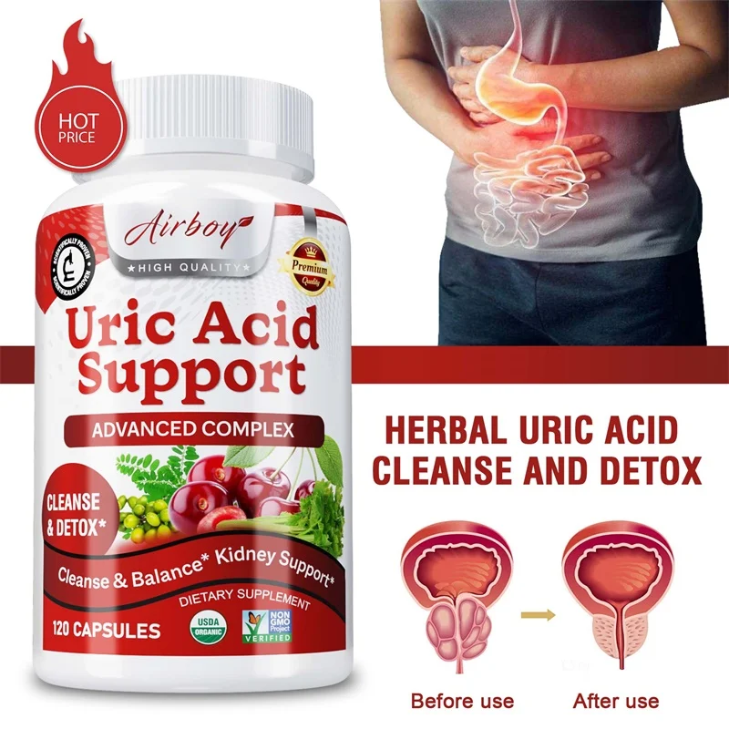 Uric Acid Support Capsules Kidney Bladder Cleanse Joint Support Detox