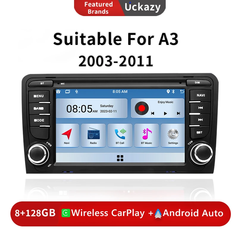 

8Core Android 13 Car Stereo For Audi A3 8 11 P S3 2003-2012 RS3 Sportback AutoRadio Multimedia GPS Navigation Head Unit Carplay