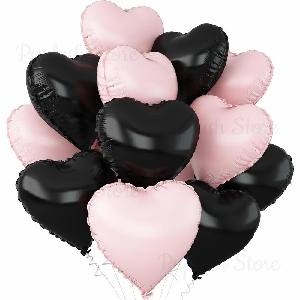 10-Pack Rose Red & Pink Heart Foil Balloons for Romantic Celebrations