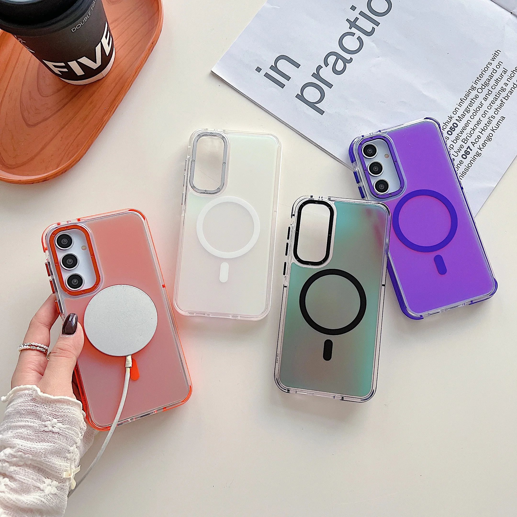 Luxury Magnetic Metal Lens Phone Case with Discolour Cover