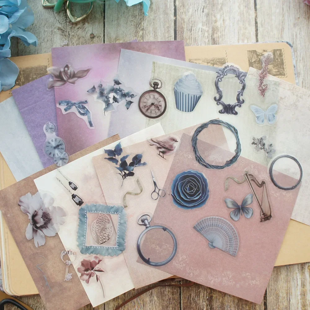 

58 PVC Sticker 10 Sheets/lot Ice Blue Room Design Wrapping Creative Craft Background Scrapbook Paper