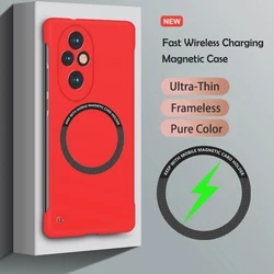 Ultra Slim Magnetic Frameless Solid Color Phone Case Cover - Honor 100 (Red)