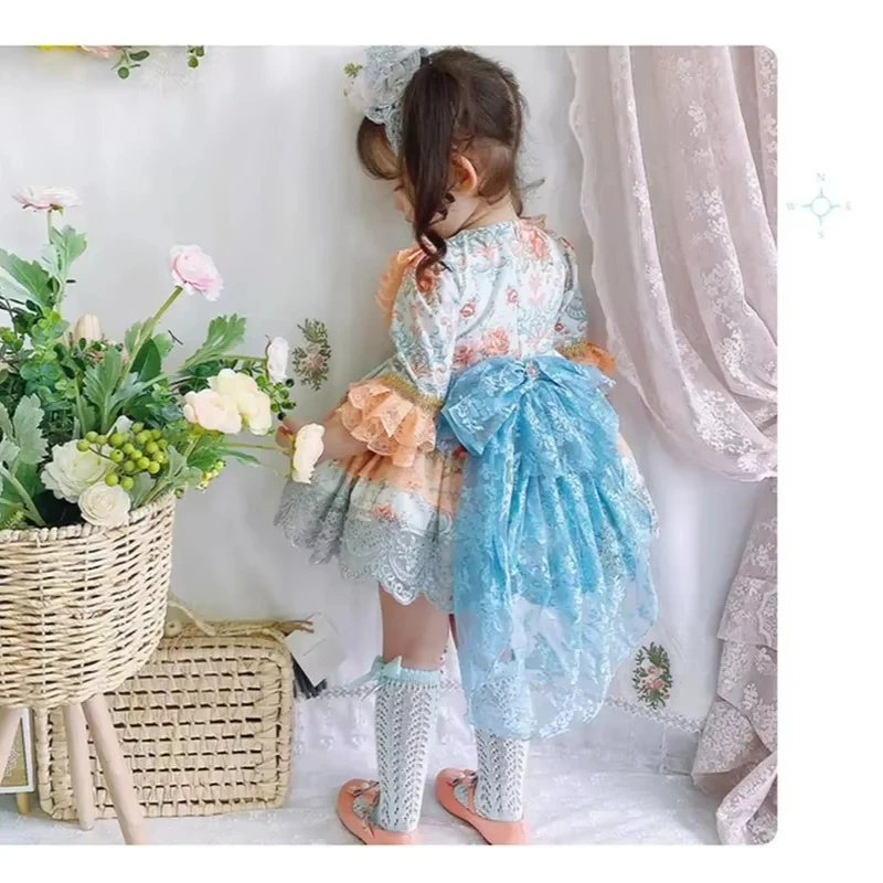 Spanische neue Kinderkleider für Mädchen, Kinder-Boutique-Kleidung, Blumenmädchenkleider, Mädchen-Eid-Kleid, Blumenmädchenkleider für Hochzeiten – Detail 2