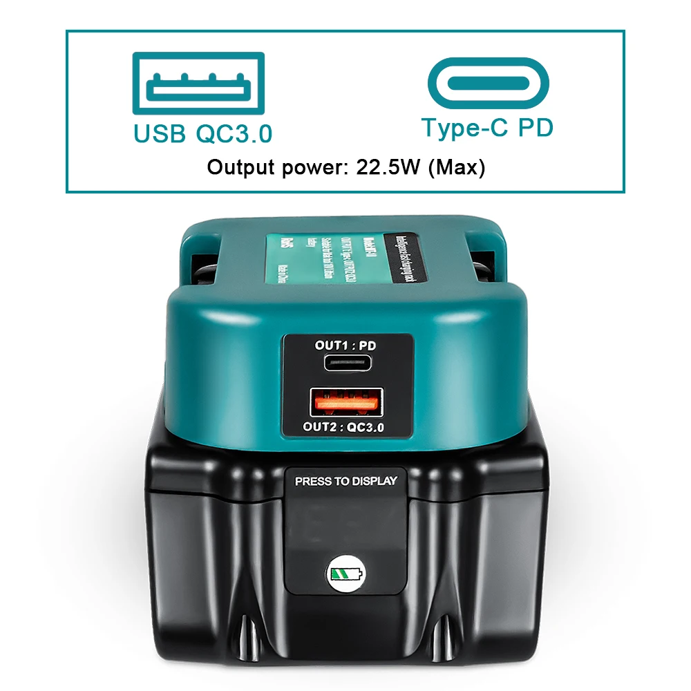 Makita 배터리 Dewalt/Bosch 18V/20V 배터리용 듀얼 출력 인터페이스가 있는 Waitley 어댑터는 보조 배터리로 변환됩니다.