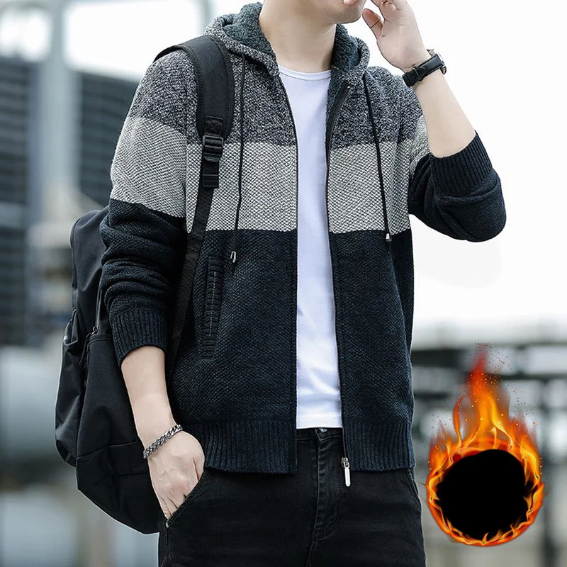 

Autumn Winter KPOP Fashion Harajuku Cardigan Men Patchwork Tops Casual All Match Outerwear Long Sleeve Sweaters Y2K Male Clothes