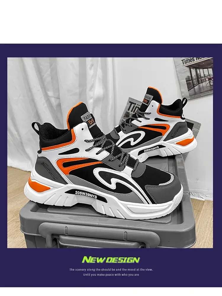 

Men's Spring Autumn Casual Sports Shoes Lovers Thick Bottom High Top Non Slip Were Resistant Fashionable Large Size Running Shoe