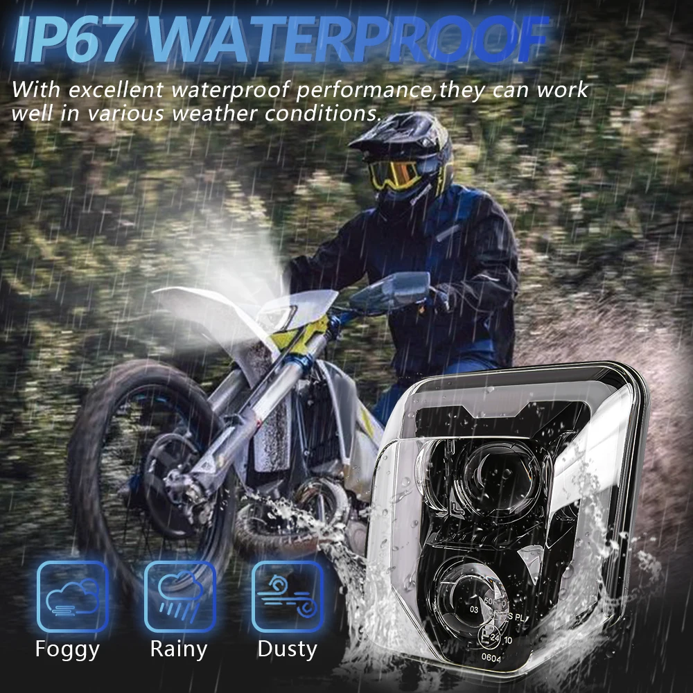 LED Headlight Black Bezel DRL Hi/Lo Beam For Husqvarna 701 Enduro Supermoto - Foto 3