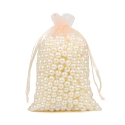 Elegant Chiffon Organza Gift Bags - 50pcs Assorted Sizes for Weddings, Parties, and Festive Occasions (Peach Pink)