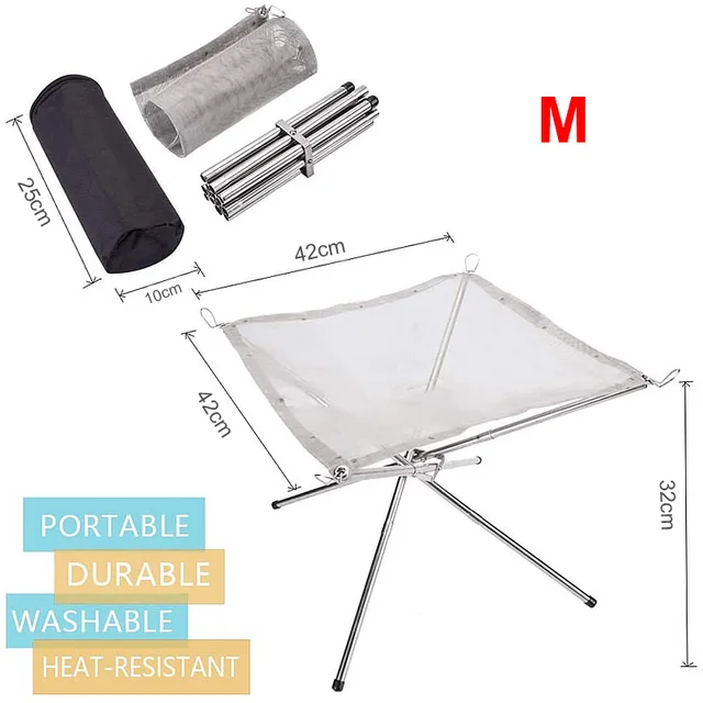 Új Tábortűz Pit Fa Kályha Tartós Tűzállvány Összecsukható Háló Tűzhely A Kültéri Kemping Túrázáshoz Vízparti Bbq - Image 3