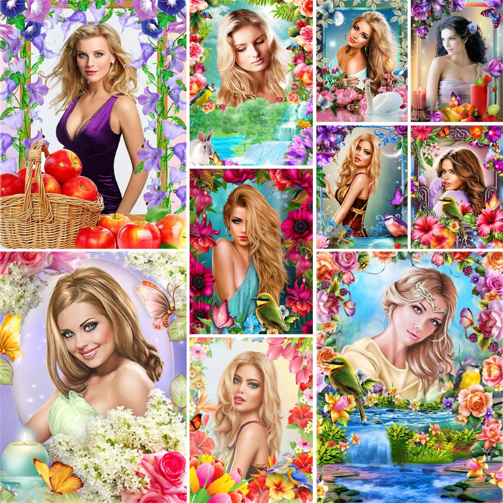 

Girl Flowers DIY Paint By Numbers Complete Kit Oil Paints 40*50 Canvas Pictures Handmade For Kids Handiwork Handicraft Wholesale