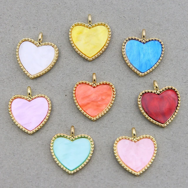 6Pcs Enamel Colorful Acrylic Love Connector Cute Gold Heart Charm for  Jewelry Making DIY Bracelet Earrings Accessories